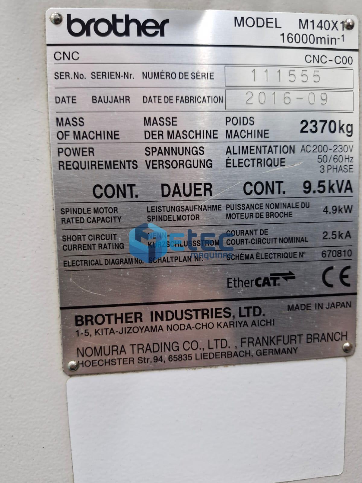 Centro de Usinagem 5 Eixos Brother M140X1