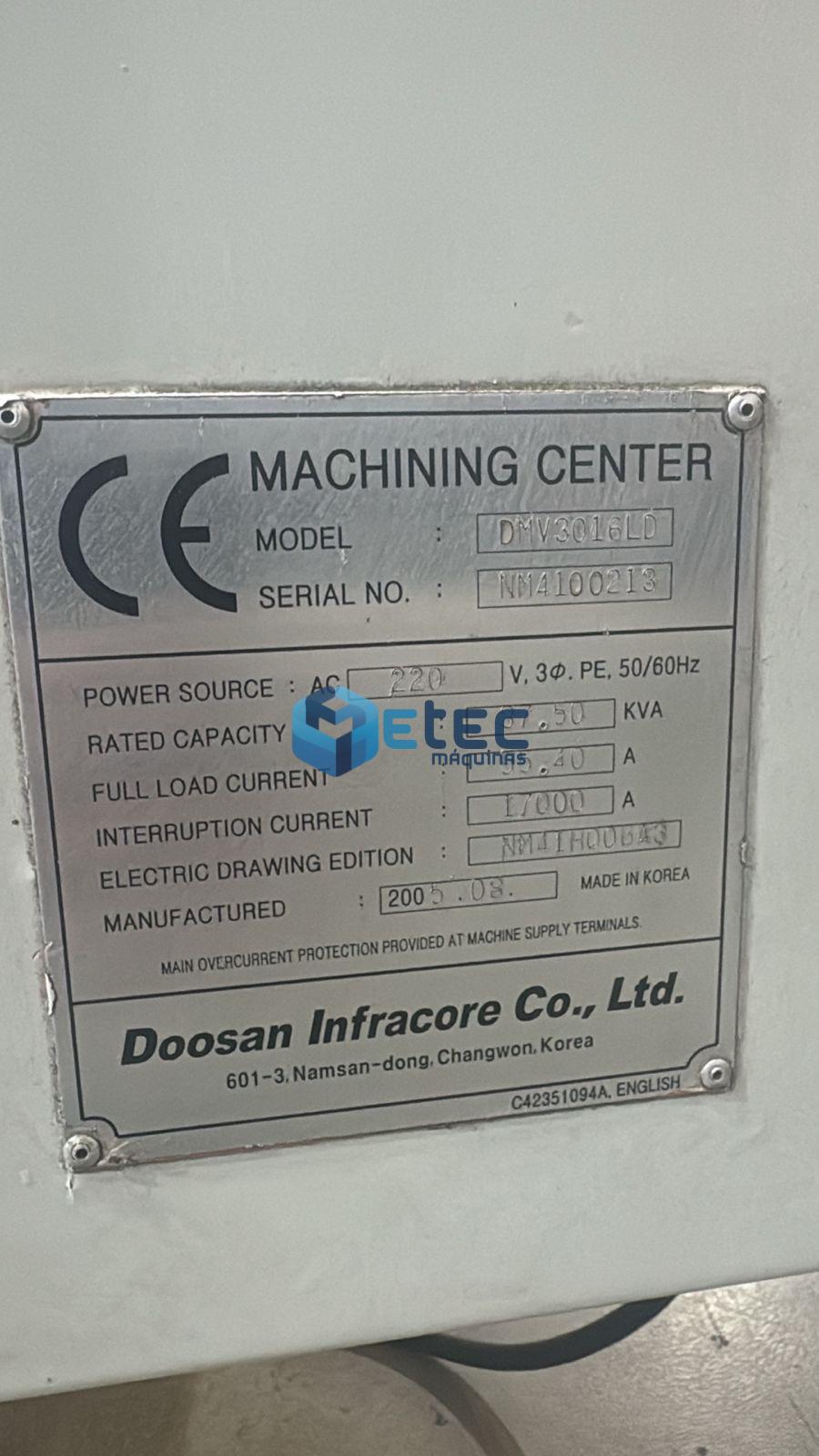 Centro de Usinagem Doosan Daewoo DMV3016LD