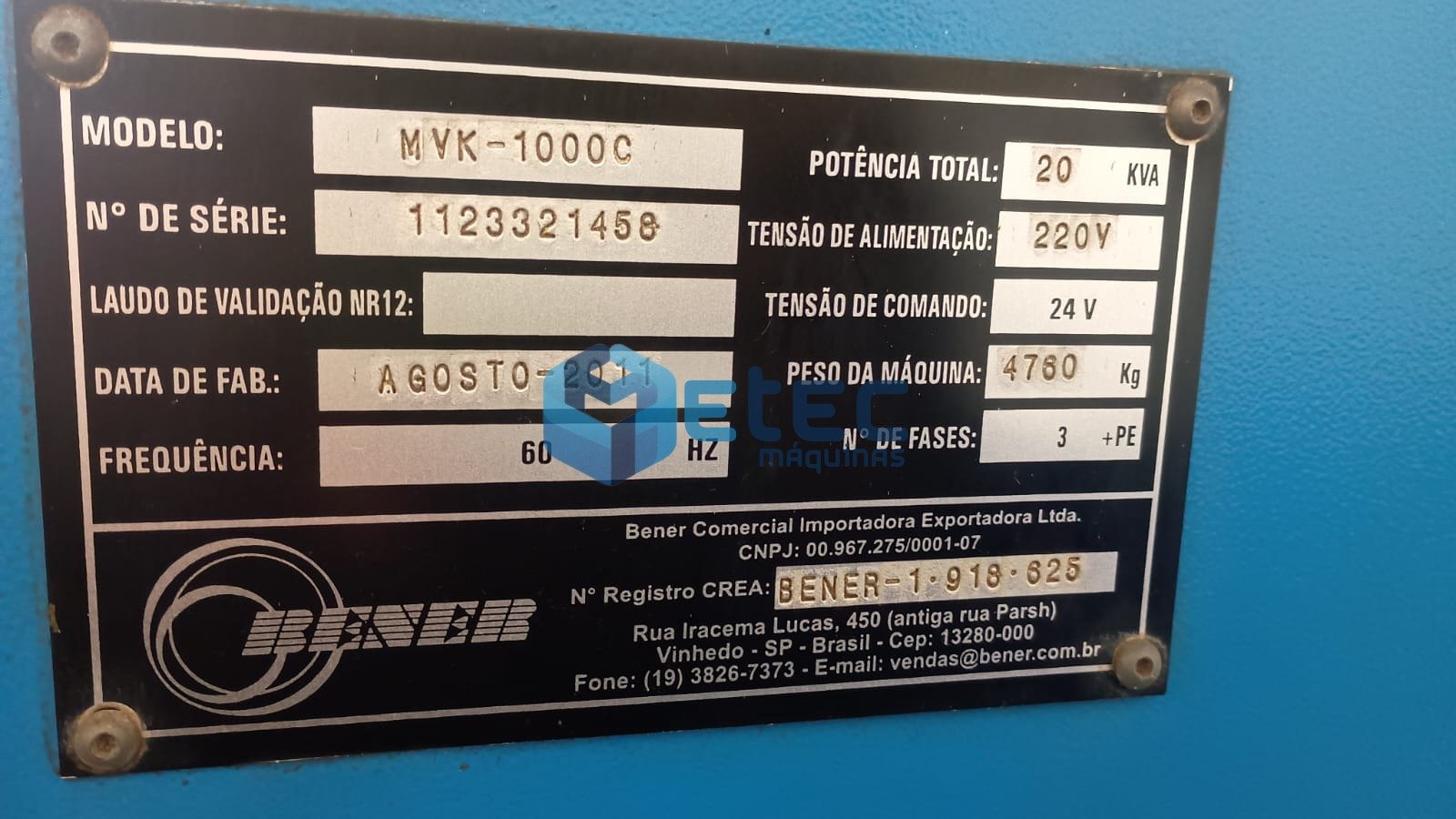 Centro de Usinagem Veker MVK-1000C