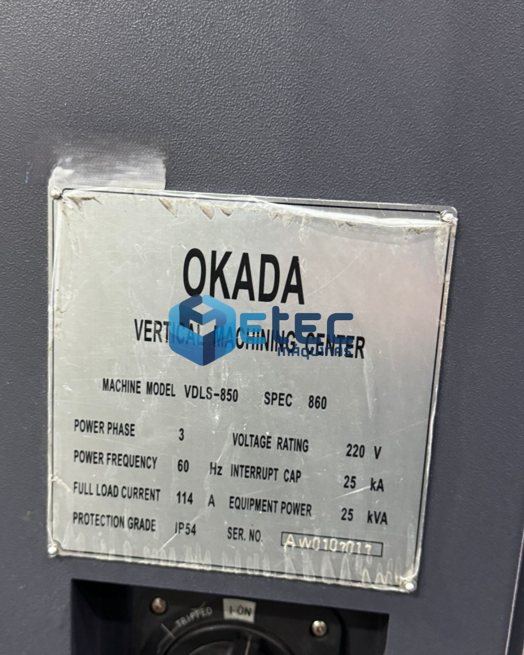 Centro de Usinagem Okada VDLS850