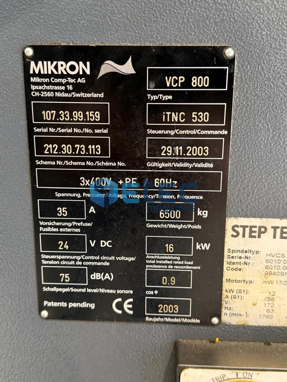 Centro de Usinagem Vertical High Speed Mikron VCP 800