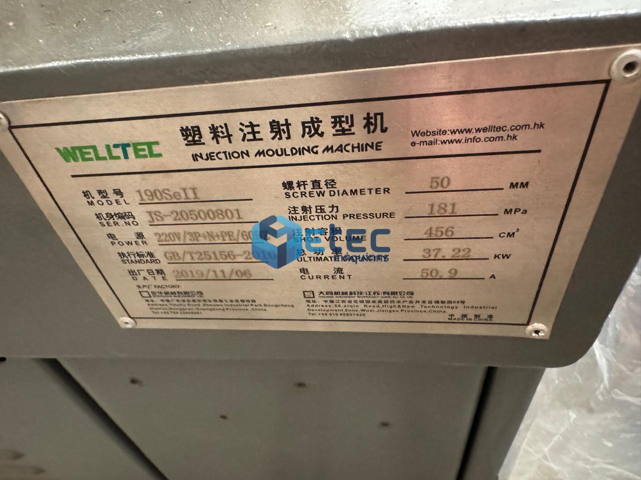 Injetora de Plástico WELLTEC 190Se II