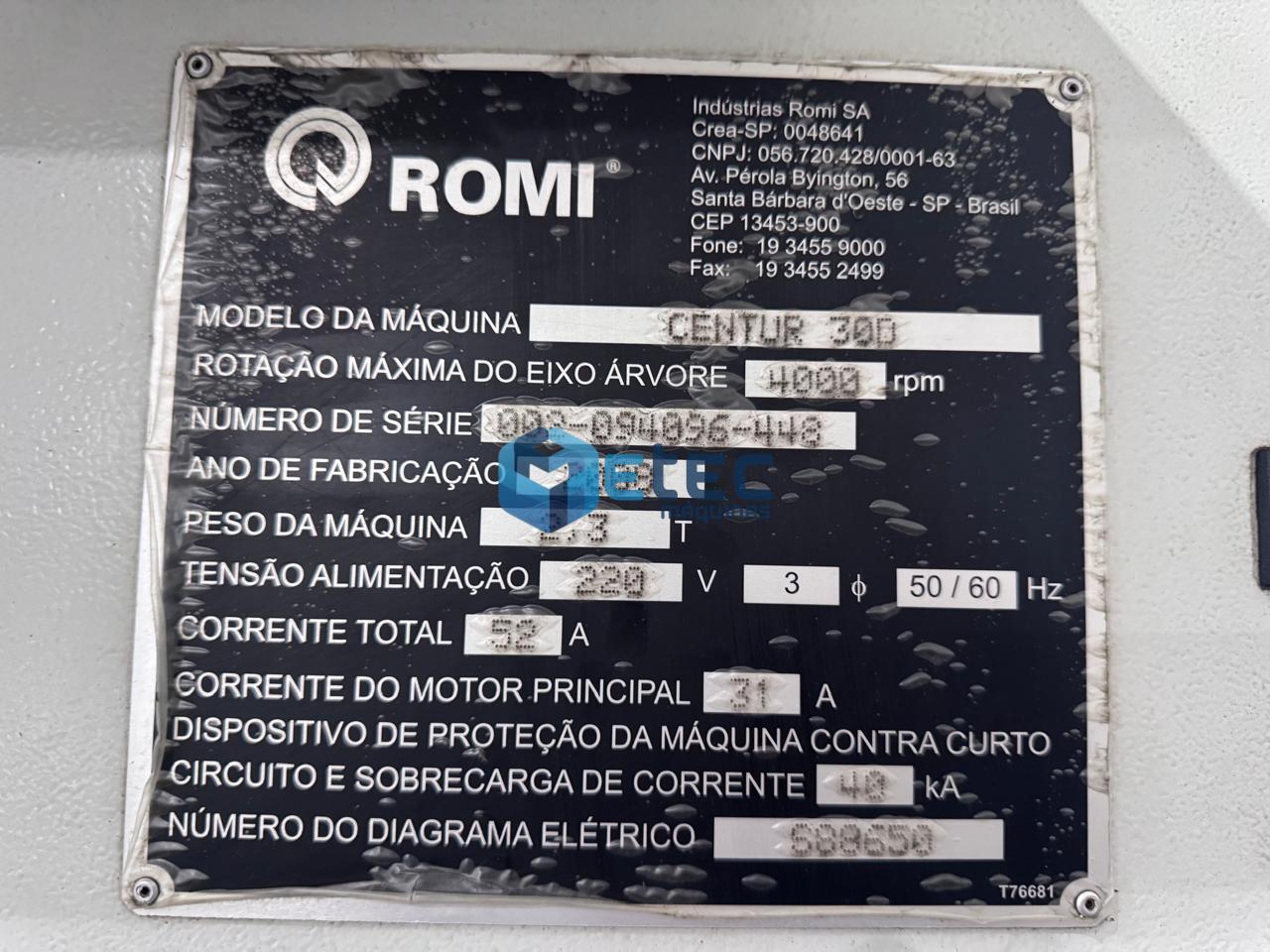 Torno CNC Romi Centur 30D