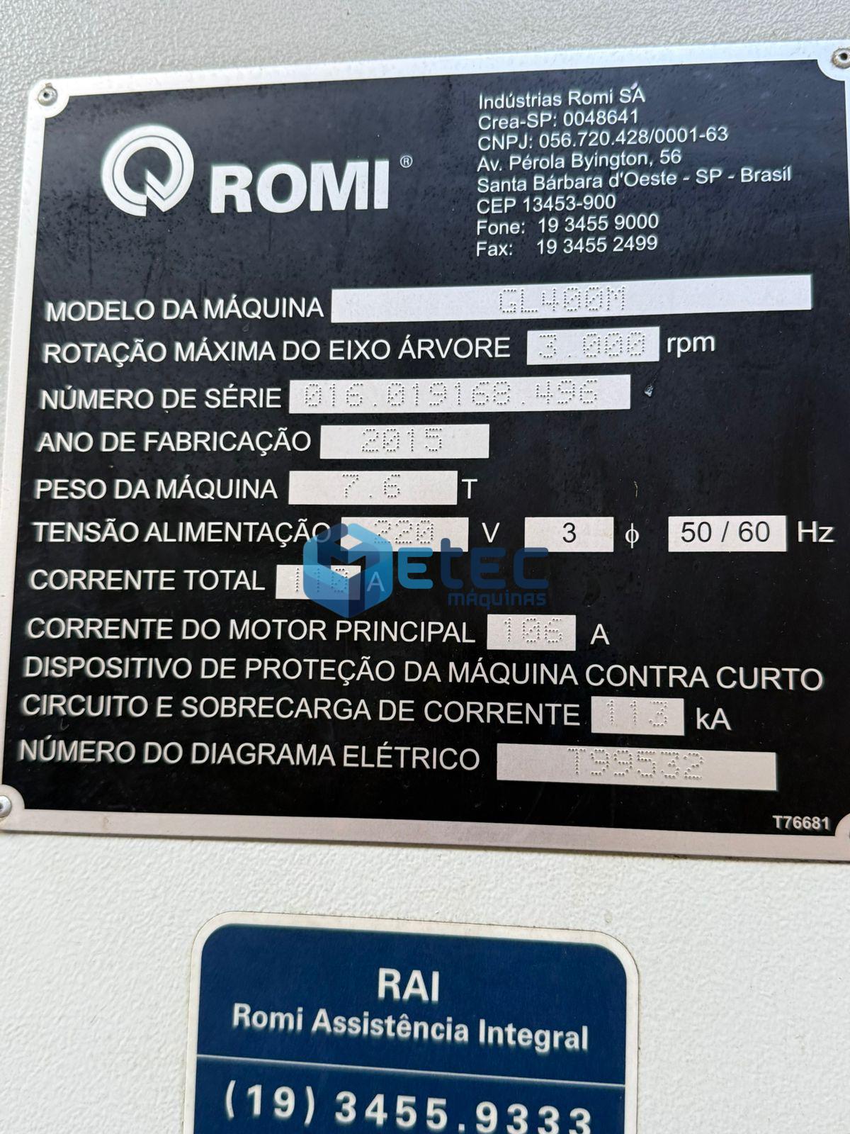 Torno CNC Romi GL400M - Ferramentas Acionadas